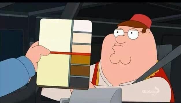 Peter Griffin skin color chart race terrorist blank