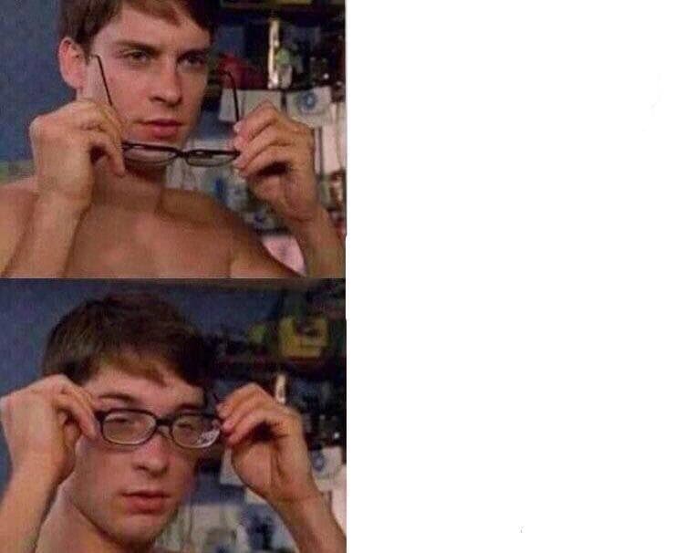 Spiderman Glasses meme template - Spiderman Glasses