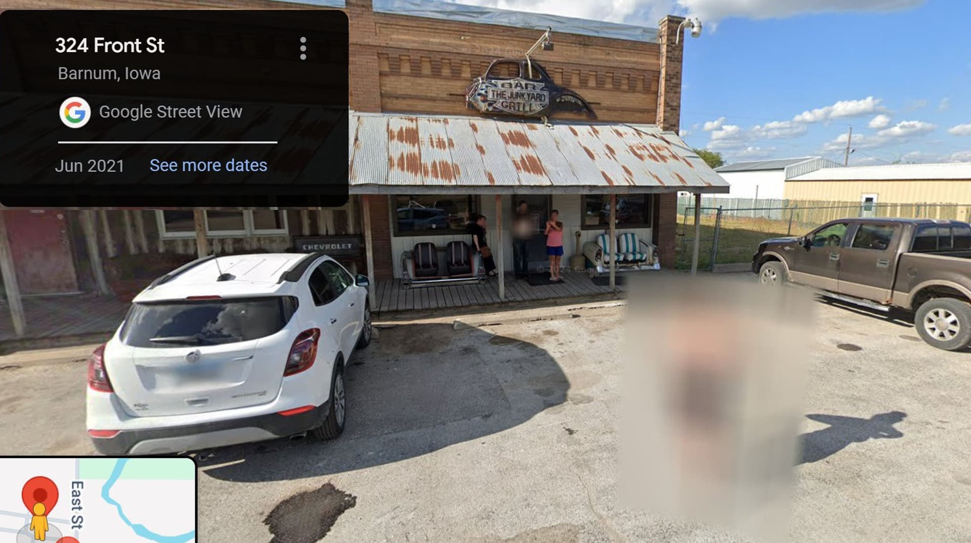 324 Front Street Barnum, Iowa Google Street View Flasher meme template - 324 Front Street Barnum Iowa