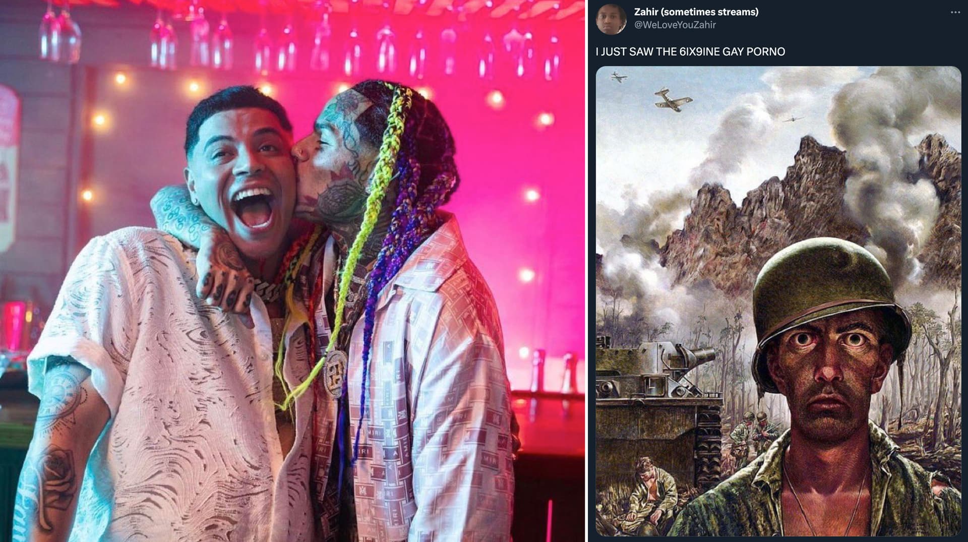 6ix9ine's Gay Porno / 6ix9ine's Boyfriend meme template - 6ix9ine Gay Porno