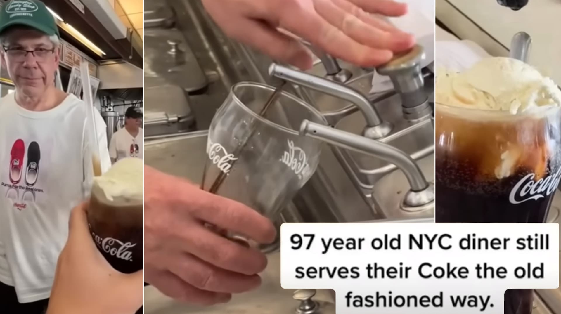97-Year-Old NYC Diner Still Serves Their Coke the Old Fashioned Way meme template - NYC Diner Coke