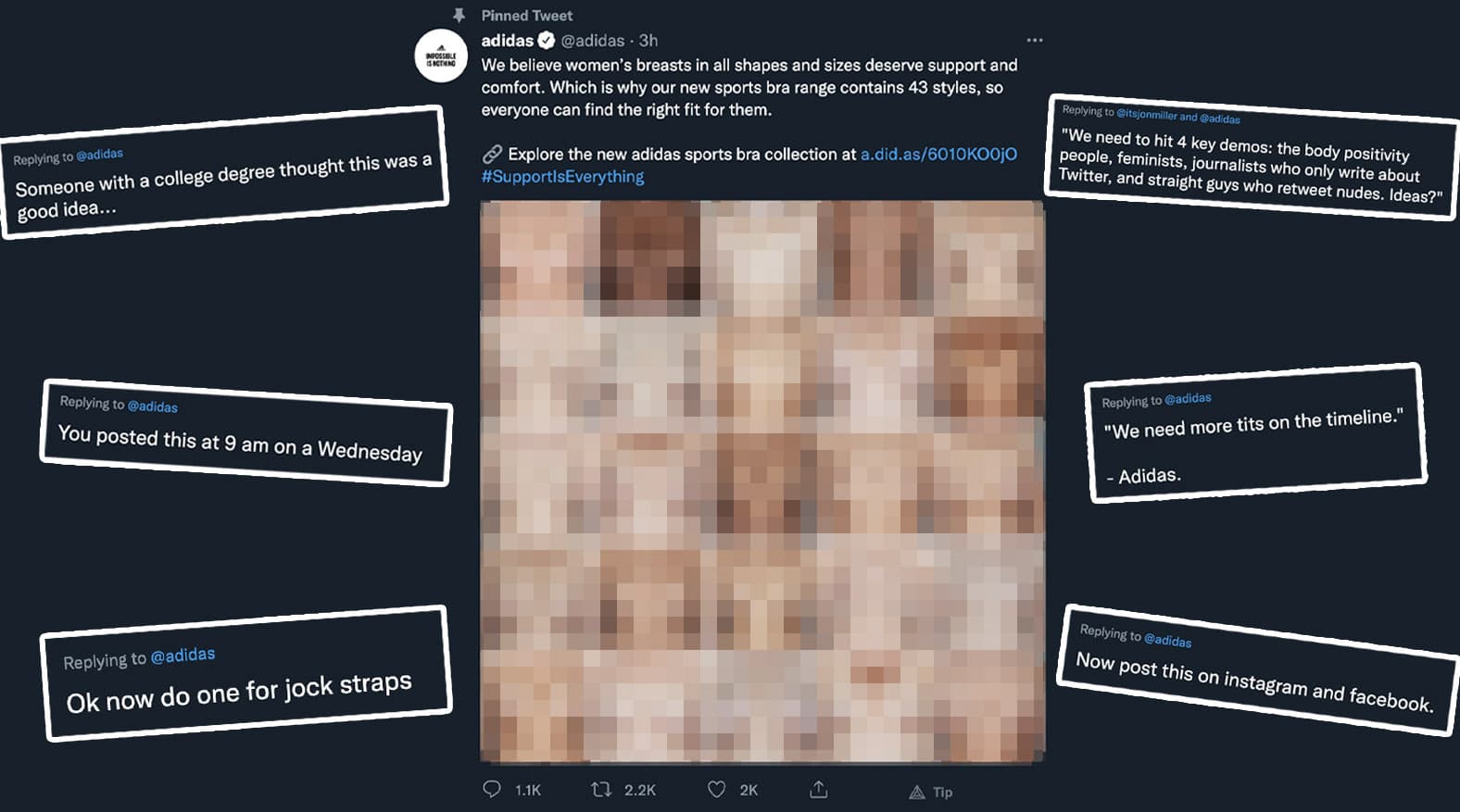 Adidas Sports Bra Boobs Tweet meme template - Adidas Sports Bra