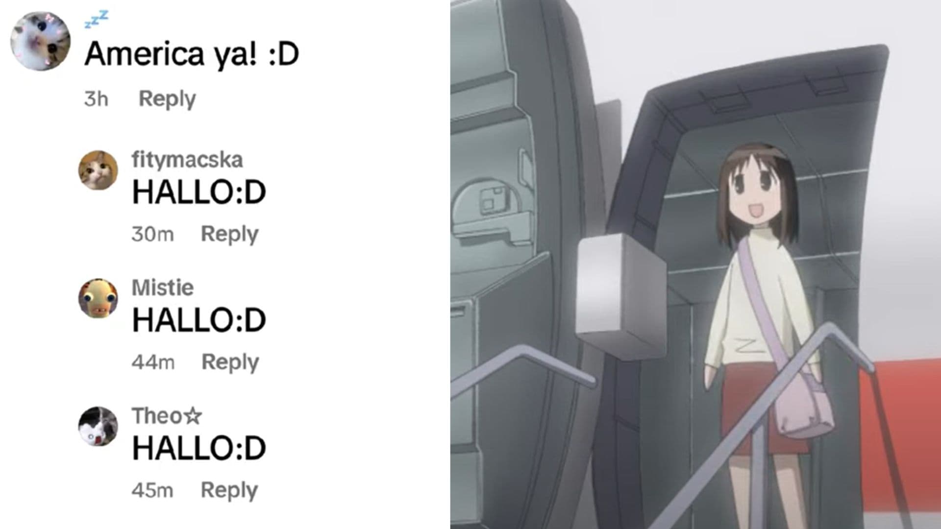 America Ya (Hallo Hallo Hallo) / Osaka In America meme template - America Ya