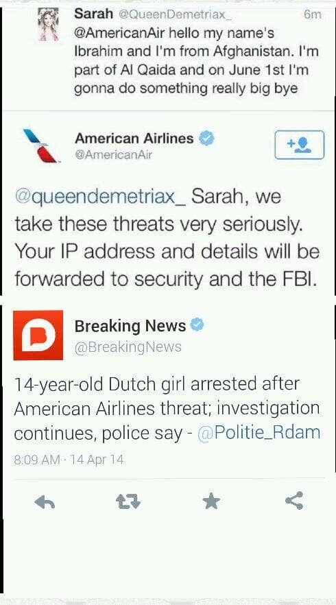 American Airlines Terrorism Tweet meme template - American Airlines Tweet