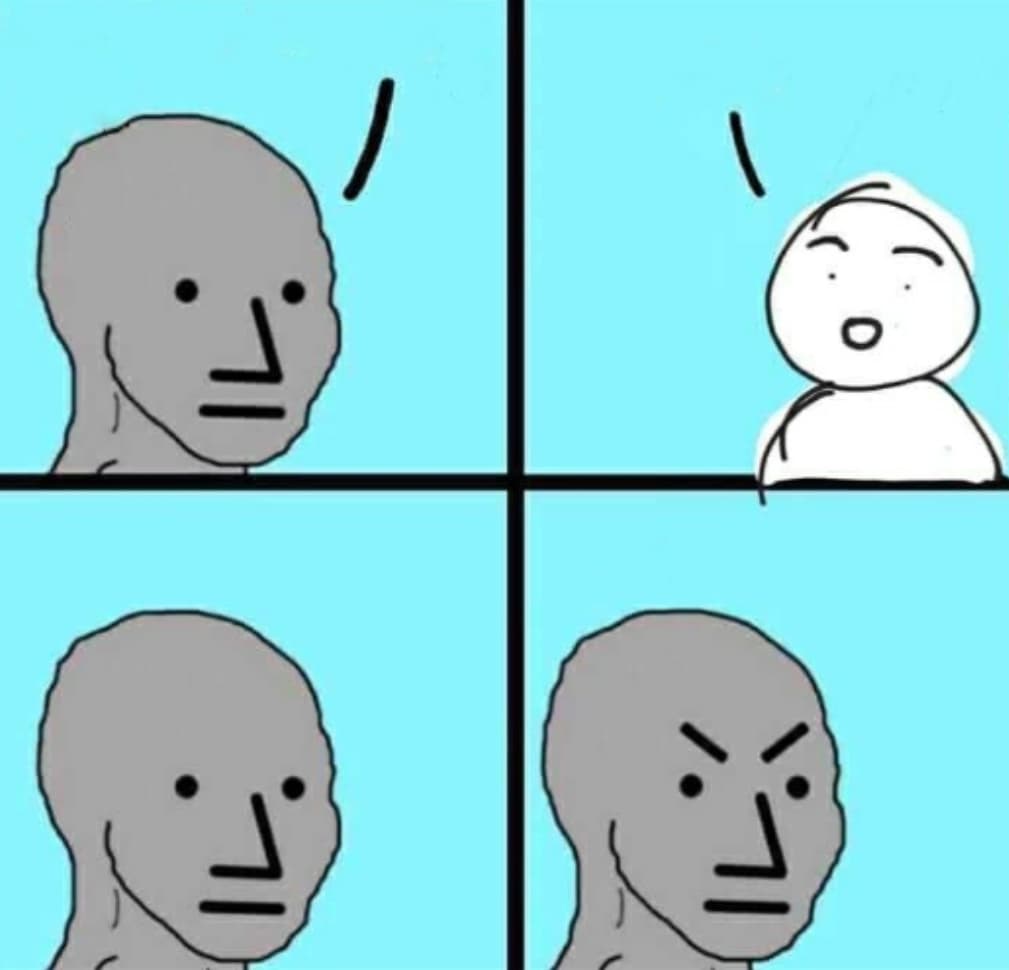 Angry NPC Wojak meme template - Angry NPC Wojak