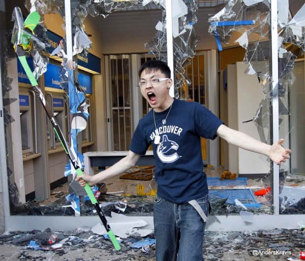 Angry Vancouver Fan / Angry Asian Rioter meme template - Angry Vancouver Fan