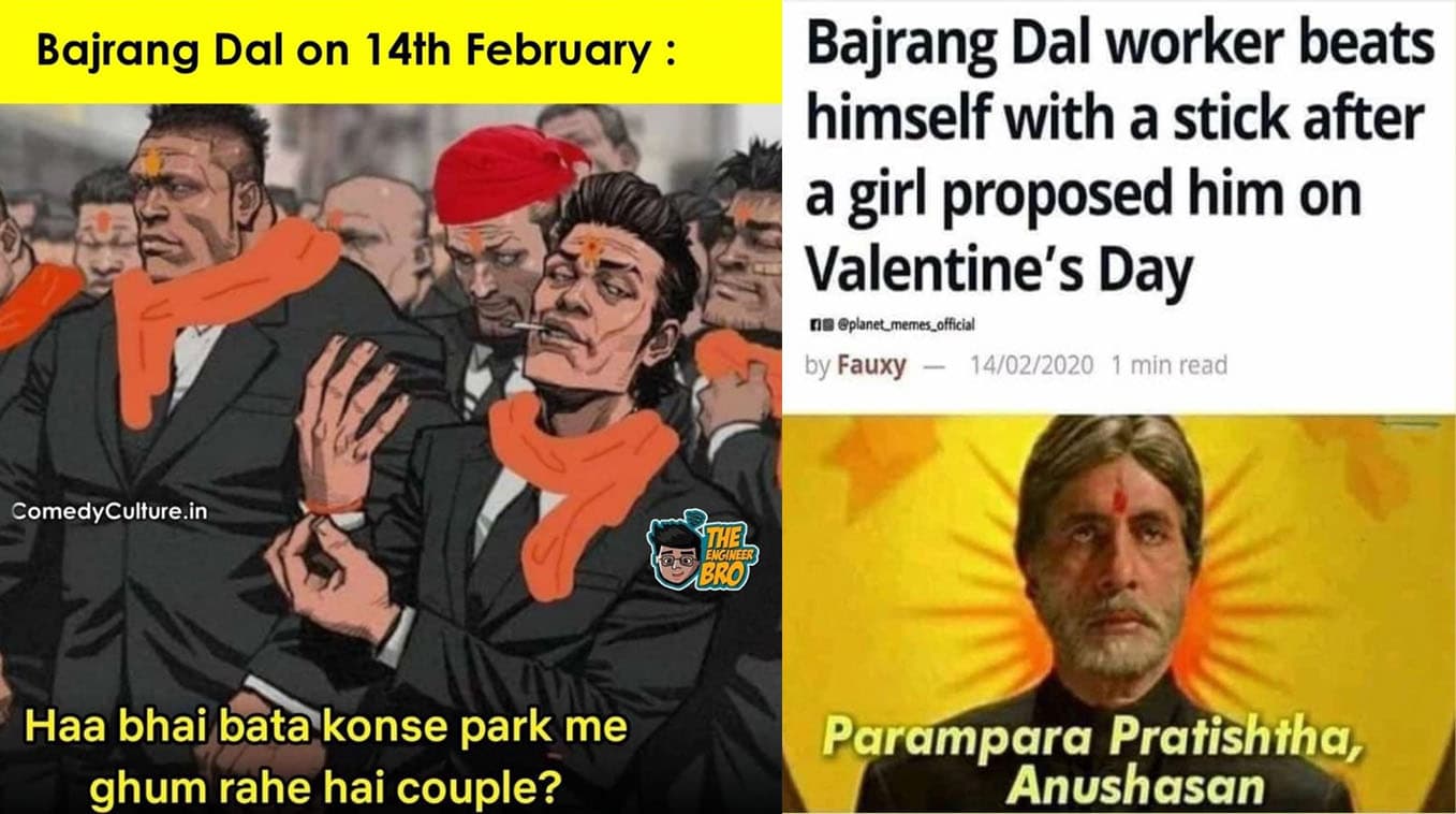 Bajrang Dal On Valentine's Day meme template - Bajrang Dal Valentine's Day