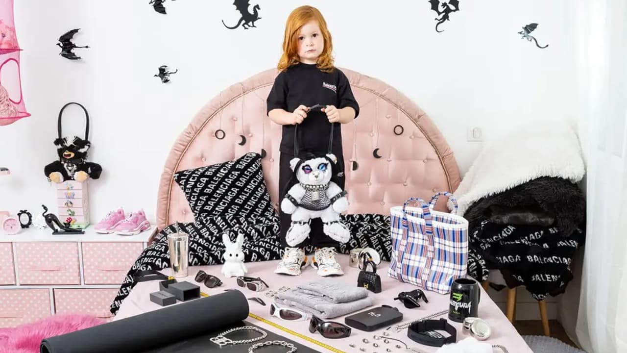 Balenciaga Child with Bondage Teddy Bear Ad Campaign meme template - Balenciaga Controversy