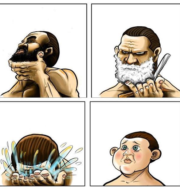 Beard Shaving Comic Parodies meme template - Beard Shaving Template