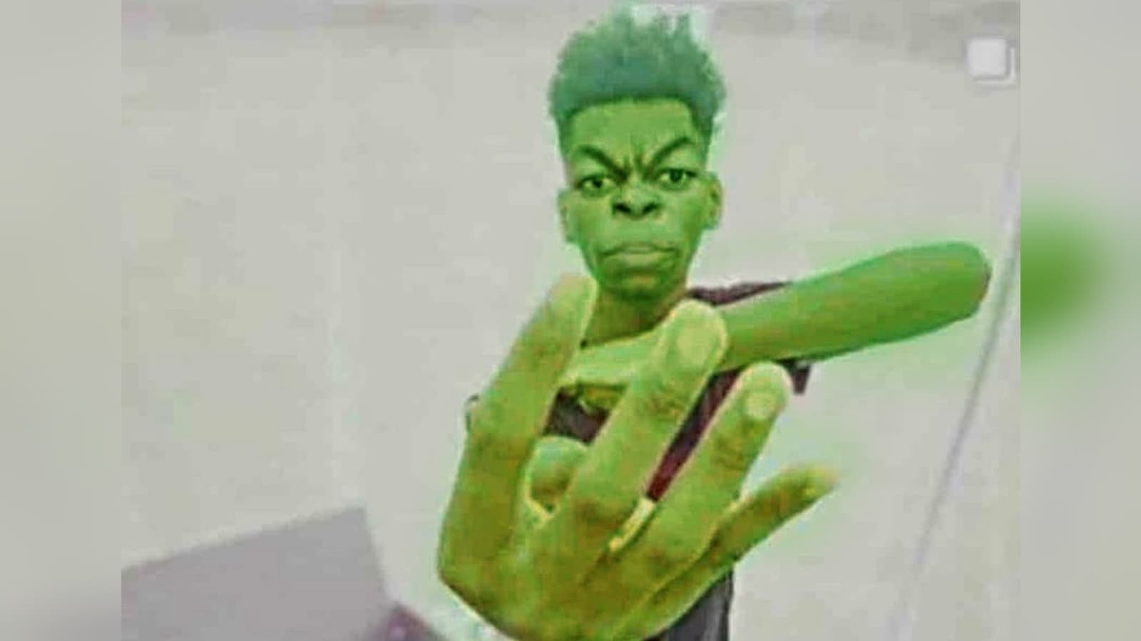 Beast Boy / Guy Holding Up Four Fingers meme template - Beast Boy 4 Fingers