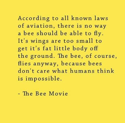 Bee Movie Script / According To All Known Laws Of Aviation meme template - Bee Movie Script