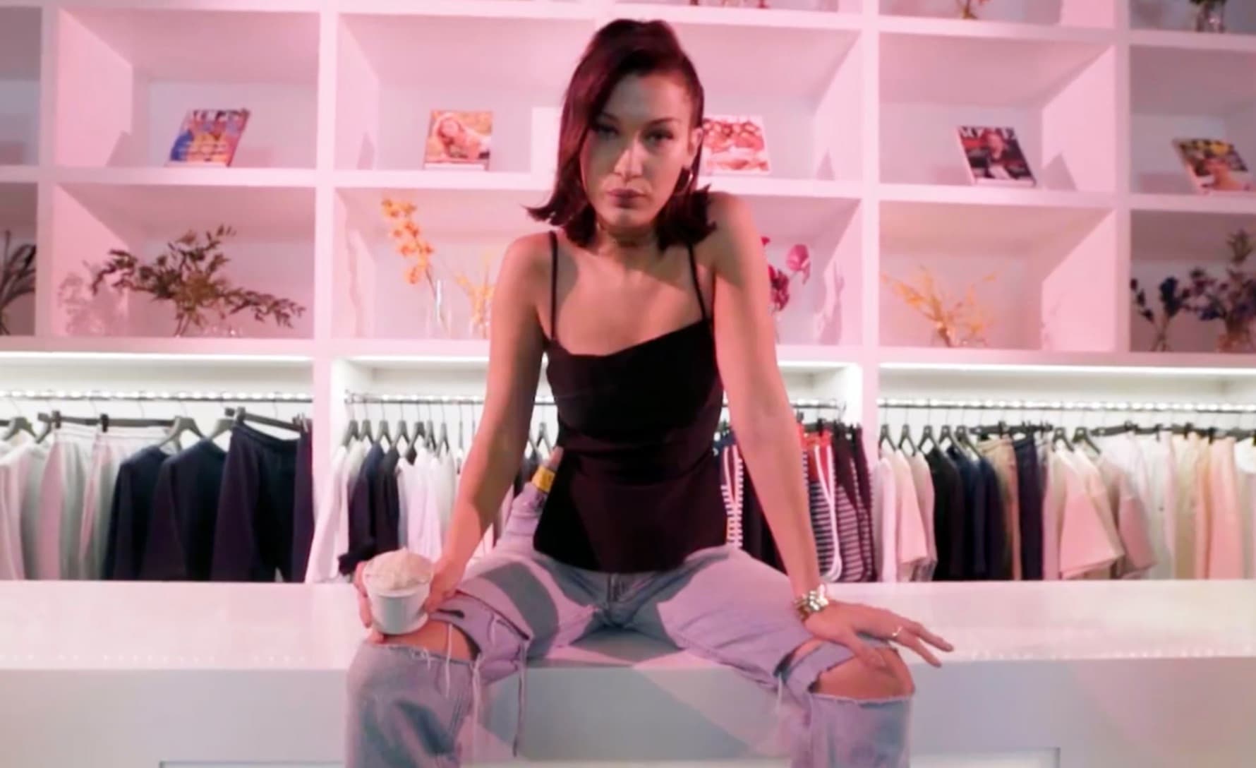 Bella Hadid's Sneaker Interview meme template - Bella Hadid Sneaker