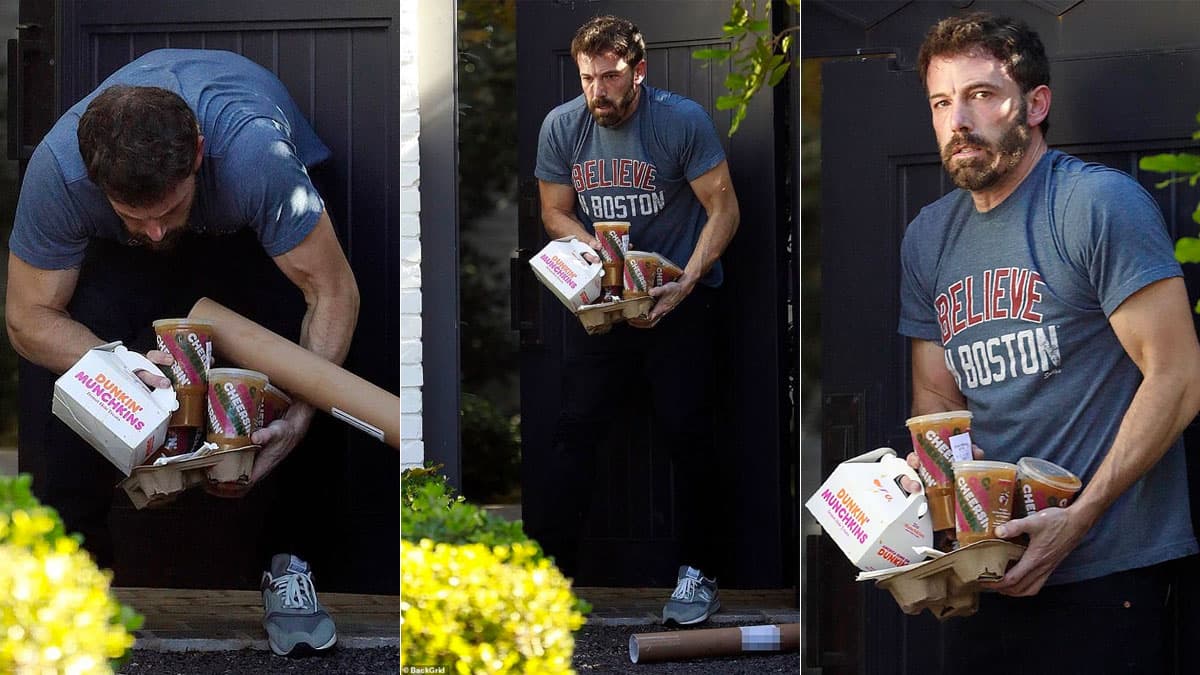 Ben Affleck Juggling Dunkin' Donuts Order meme template - Ben Affleck Dunkin' Donuts