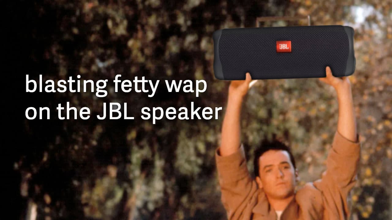 Blasting Fetty Wap on the JBL Speaker meme template - Fetty Wap JBL