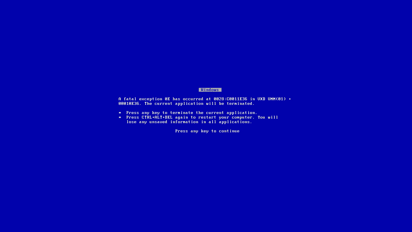 Blue Screen of Death (BSoD) meme template - Blue Screen of Death