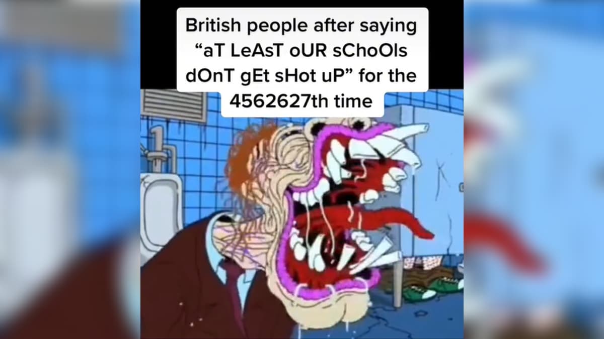 British People "Well At Least Our Schools Are Not A Shooting Range" meme template - British School Shooting