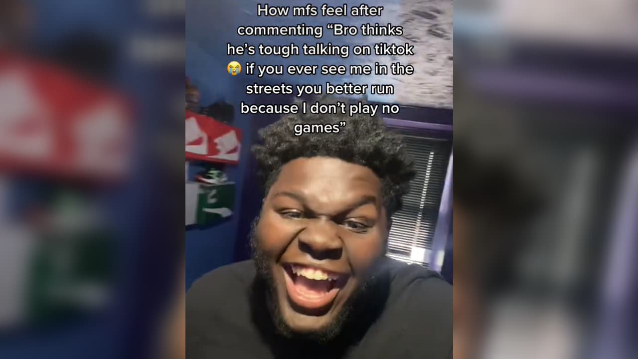 Bro Thinks He's Tough Talking On TikTok meme template - Bro Thinks He's Tough