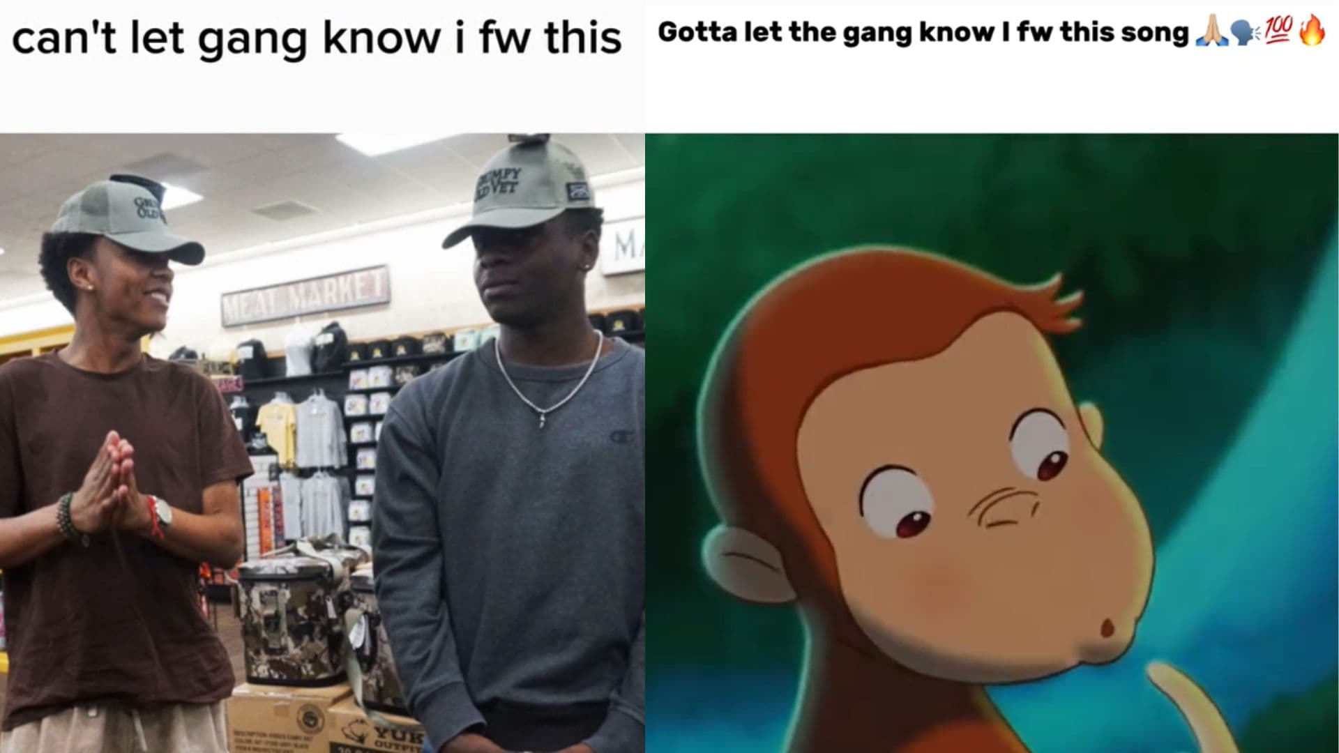 Can't Let Gang Know I Fw This / Gotta Let Gang Know I Fw This meme template - Can't Let Gang Know I Fw This