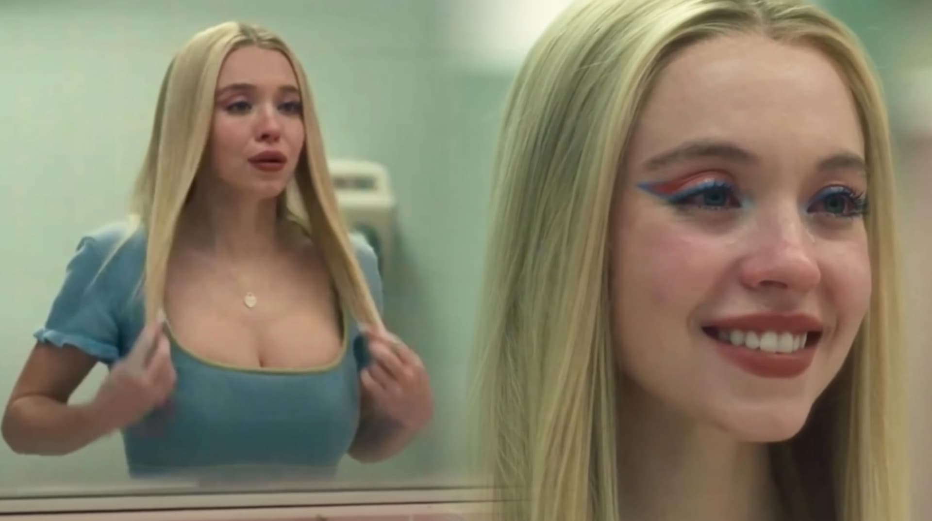 Cassie Crying In Bathroom Mirror / My Girlfriend Listening To Me In The Shower meme template - Cassie Crying In Bathroom Mirror