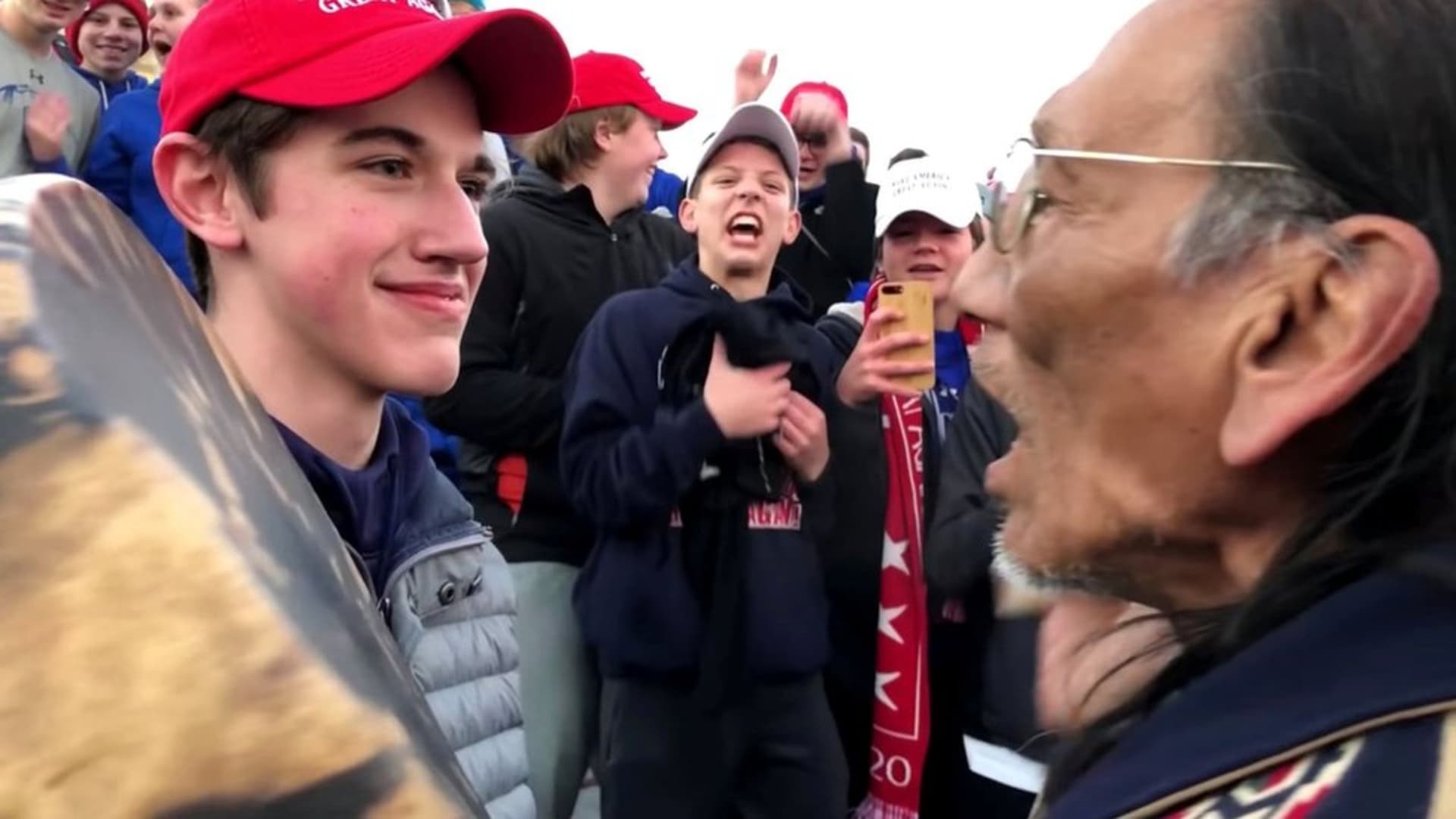 Covington High School Students' Confrontation With Native American Activists meme template - Covington High School