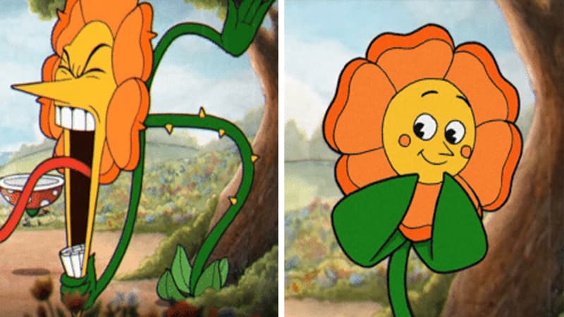 Cuphead Flower / Cagney Carnation meme template - Cuphead Flower