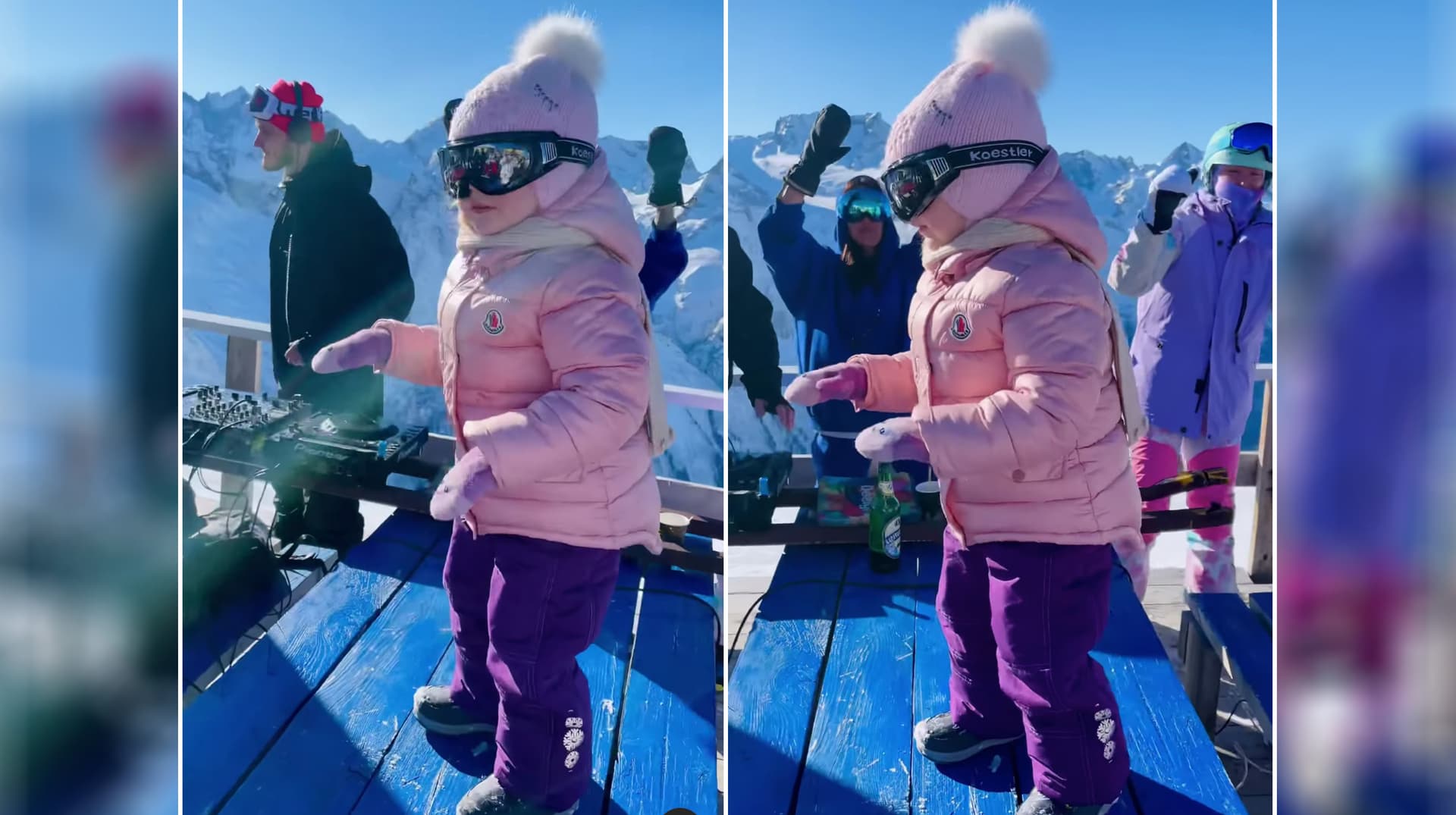 Dancing Ski Baby in the Mountains meme template - Dancing Ski Baby