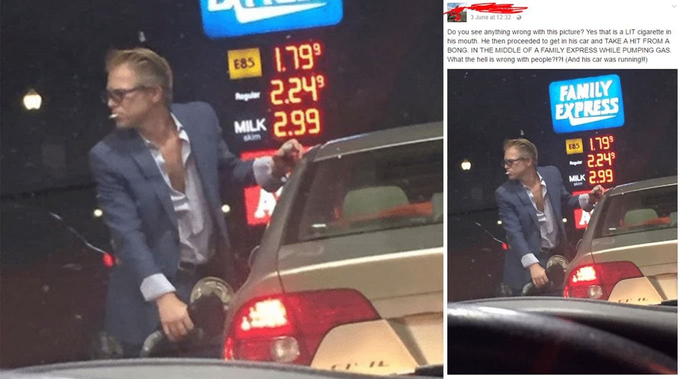 Dapper Man Pumping Gas While Smoking Cigarette / X Could Be Here, I Hate X meme template - Dapper Man Pumping Gas