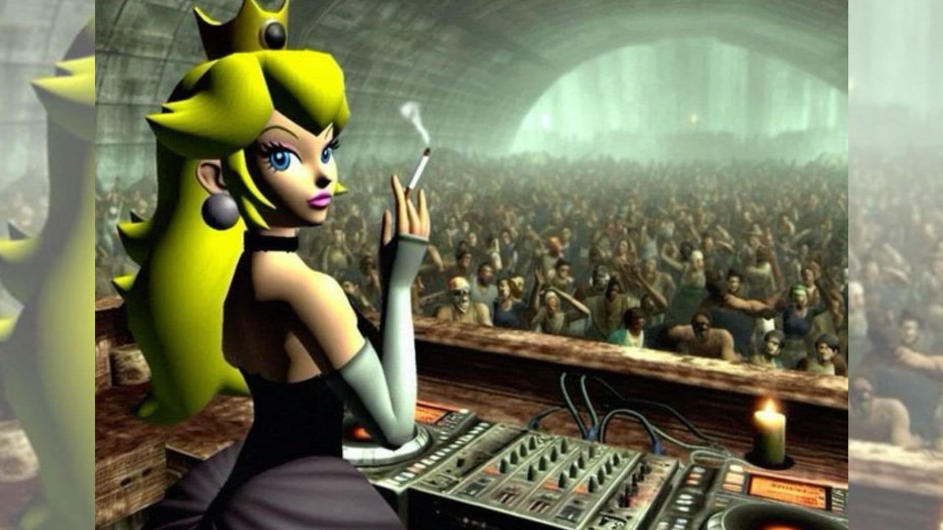 DJ Peaches / Princess Peach Techno Rave meme template - DJ Peaches Maker