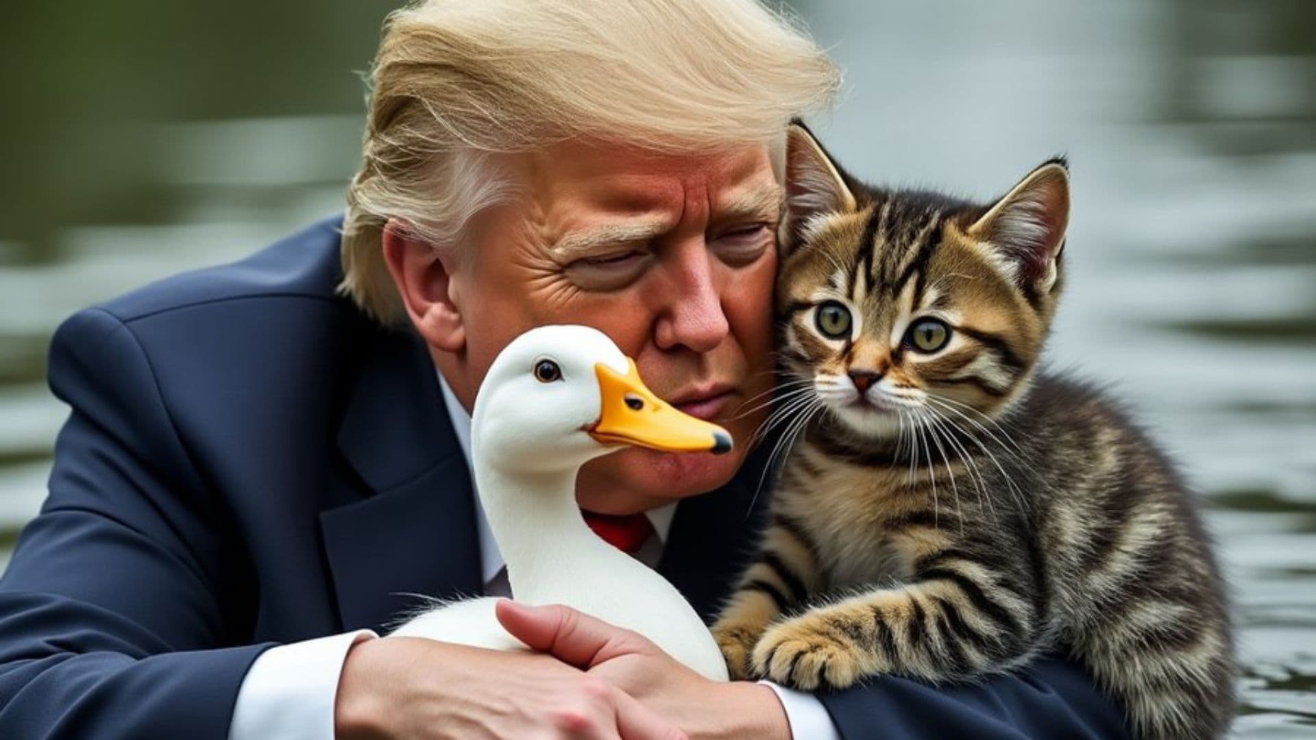 Donald Trump Cat and Duck AI Images meme template - Donald Trump Cat