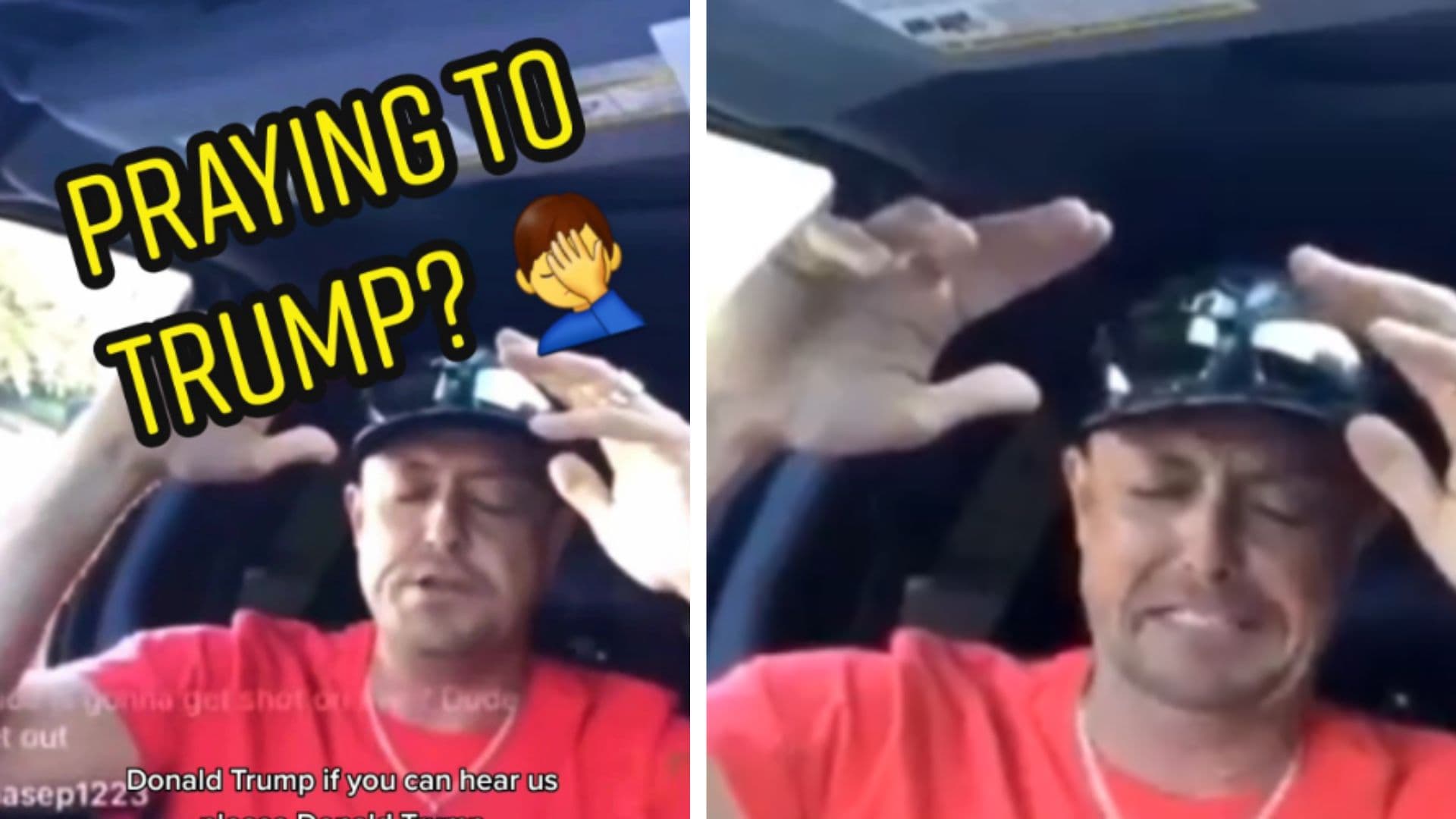 Donald Trump Please Save Us / Praying To Trump Livestream Arrest meme template - Donald Trump Please Save Us