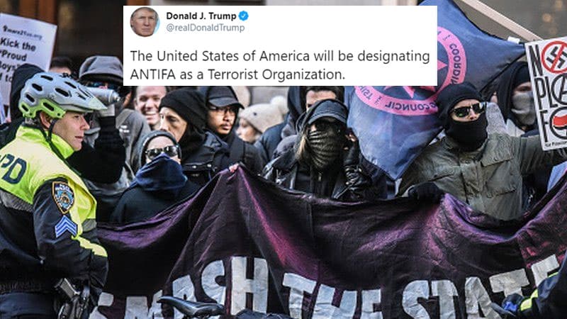 Donald Trump's Designation of Antifa as a Terrorist Organization meme template - Donald Trump Antifa