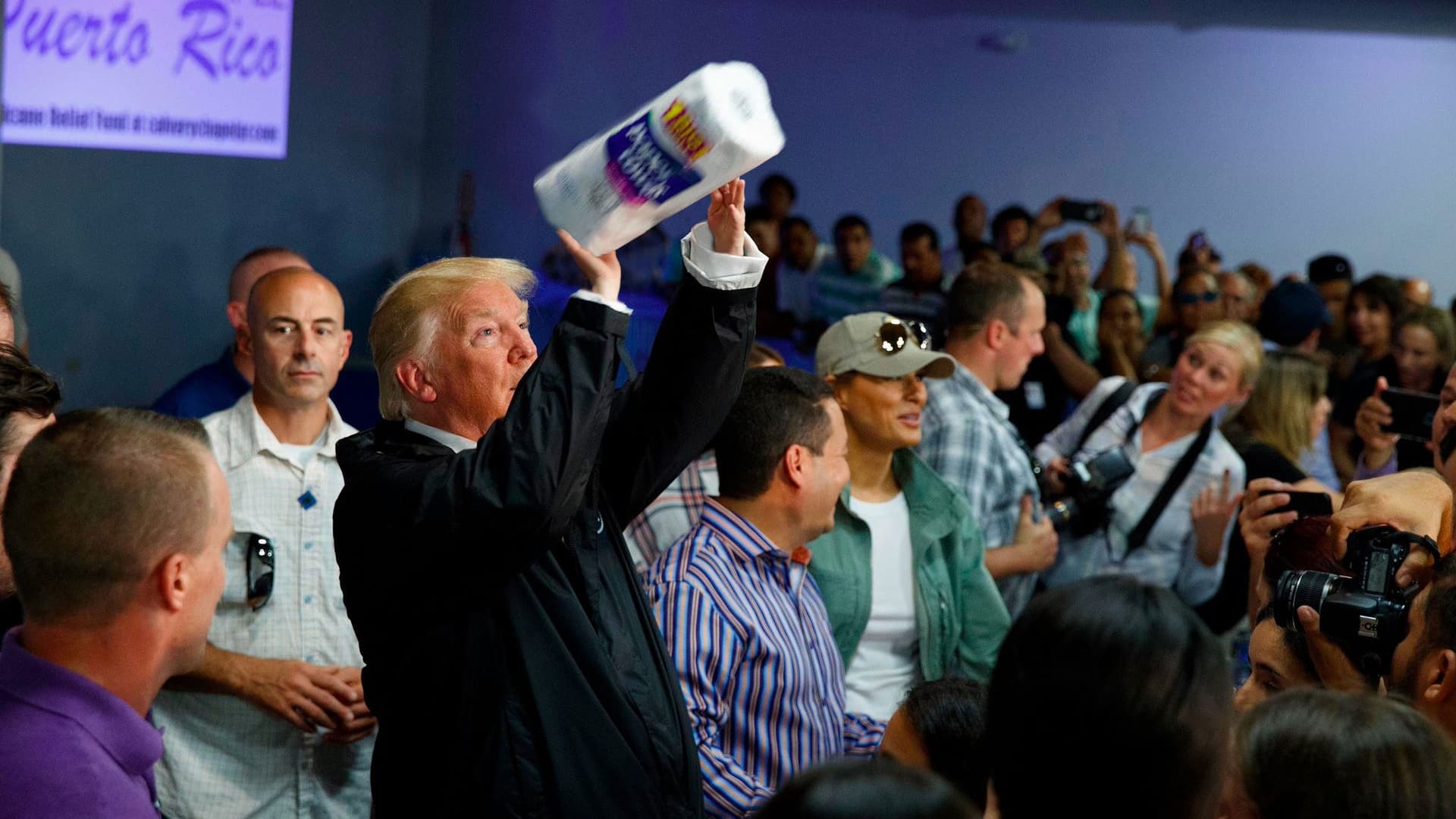 Donald Trump's Paper Towel Toss meme template - Trump Paper Towel