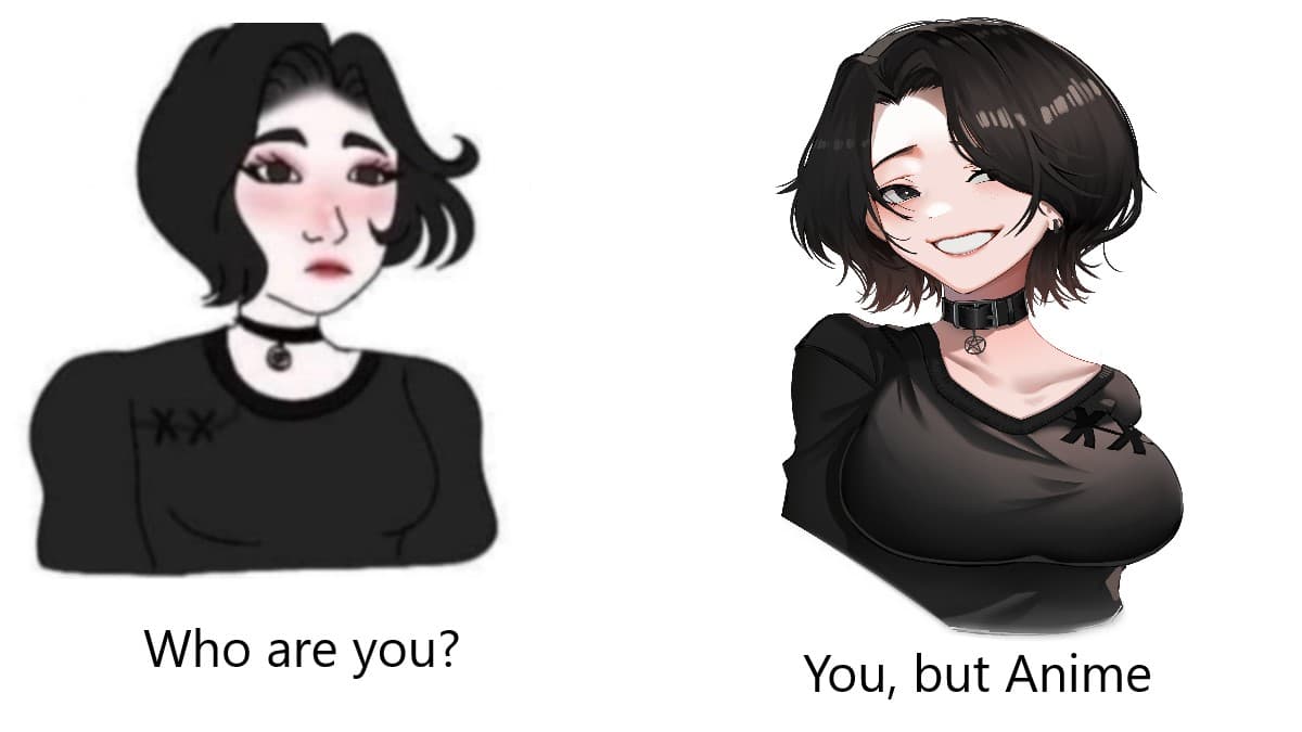 Doomer Girl vs. Anime Doomer Girl meme template - Doomer Girl vs Anime Doomer Girl