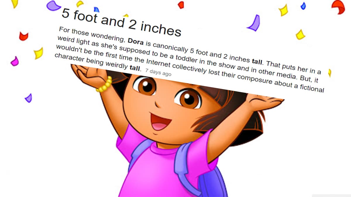 Dora the Explorer's Height meme template - Dora the Explorer's Height
