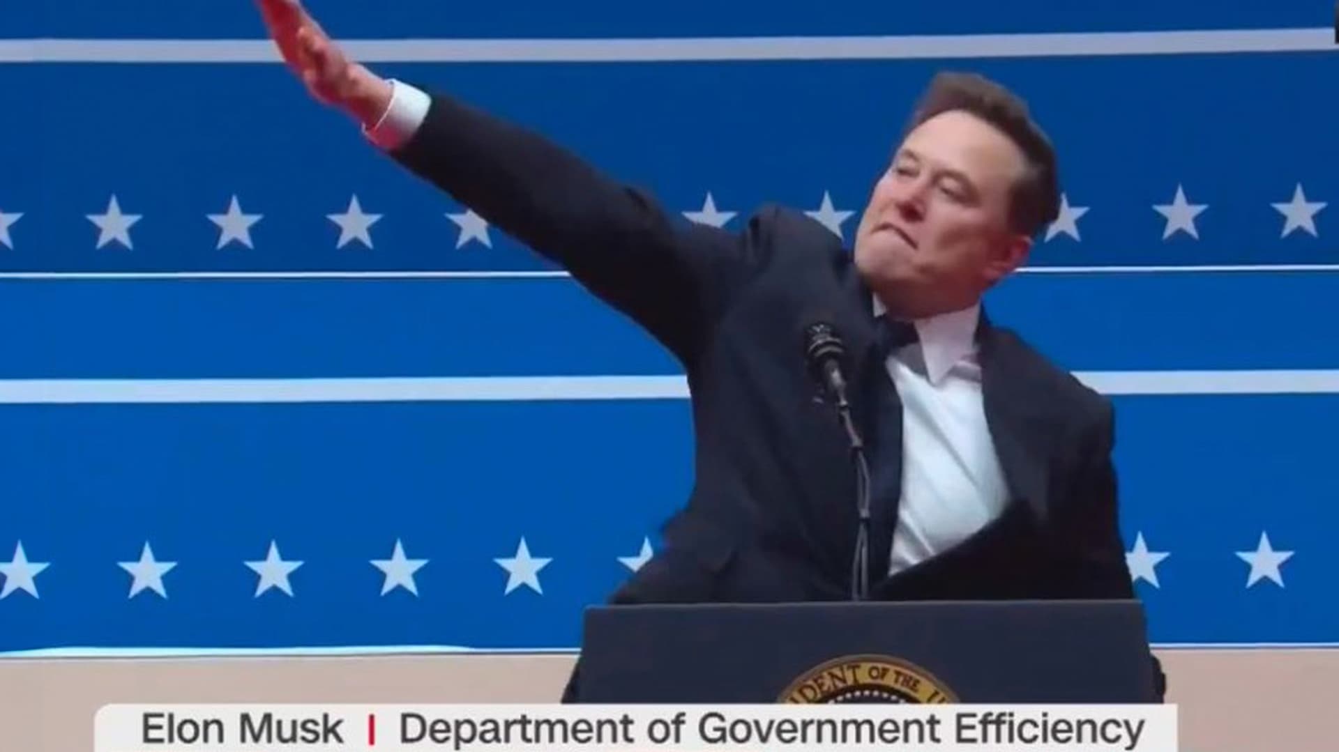Elon Musk "Sieg Heil" Salute at Donald Trump Inauguration meme template - Elon Musk Trump Inauguration