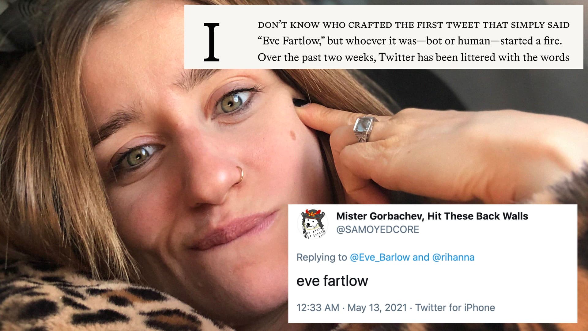 Eve Barlow / "Eve Fartlow" meme template - Eve Barlow