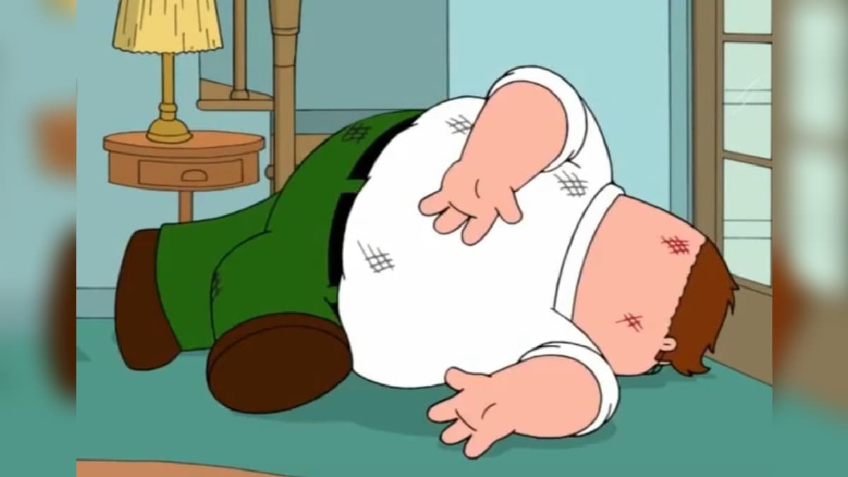 Family Guy Death Pose / Peter Falls Down The Stairs meme template - Family Guy Death Pose