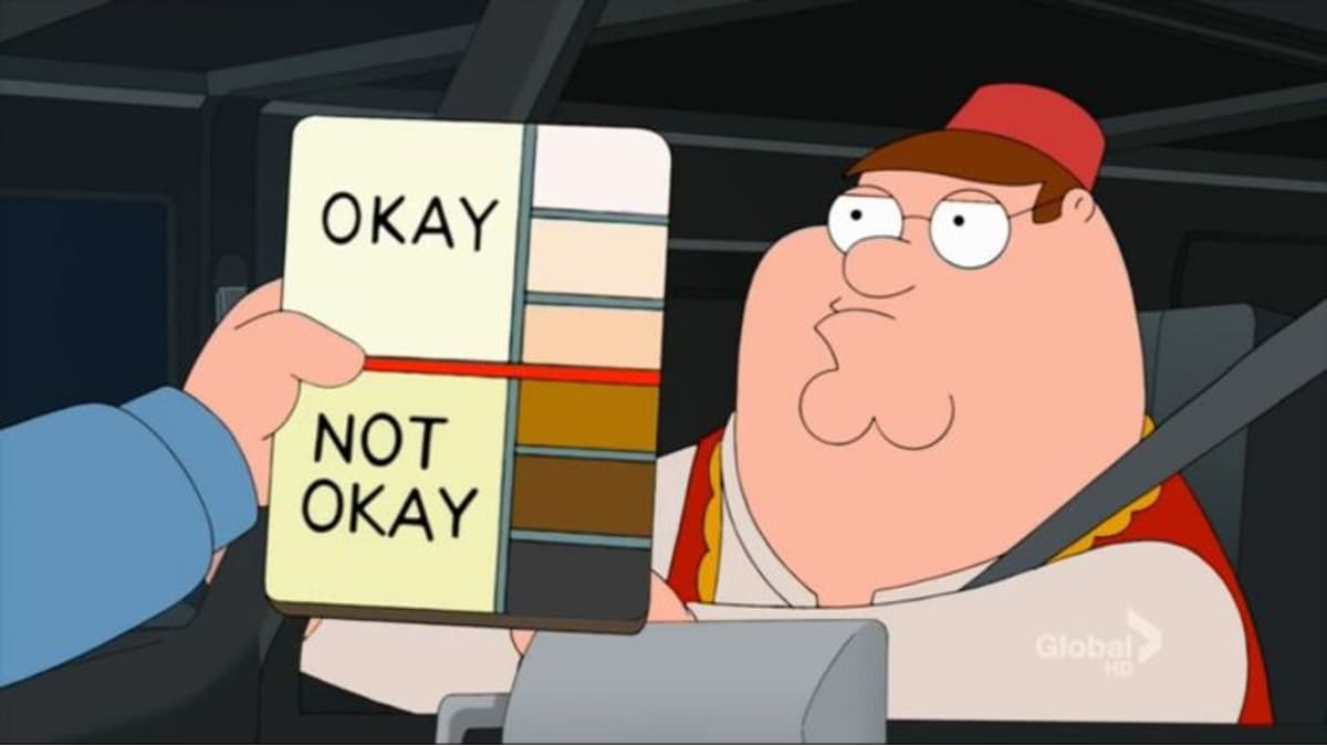 Family Guy Skin Color Chart meme template - Family Guy Skin Color Chart