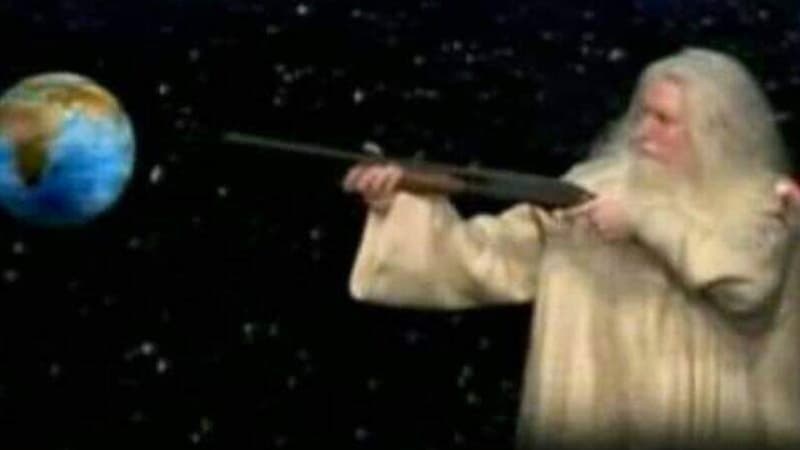 God Pointing a Gun at the Earth meme template - God Pointing a Gun at the Earth