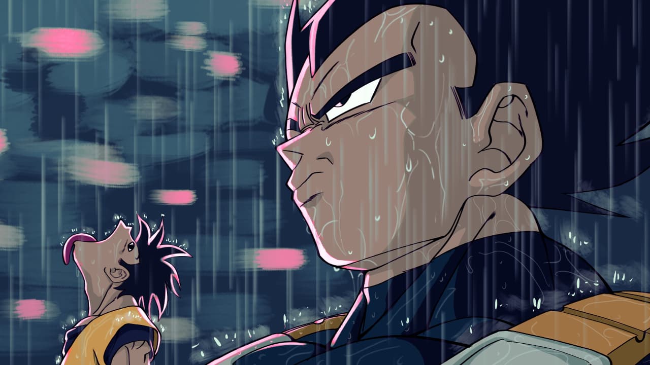 Goku and Vegeta In the Rain meme template - Goku and Vegeta In the Rain