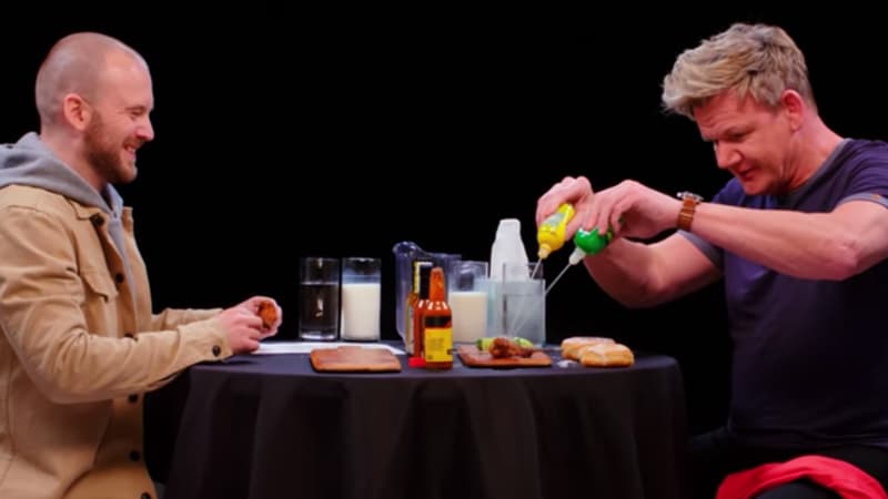 Gordon Ramsay on Hot Ones meme template - Gordon Ramsay Hot Ones