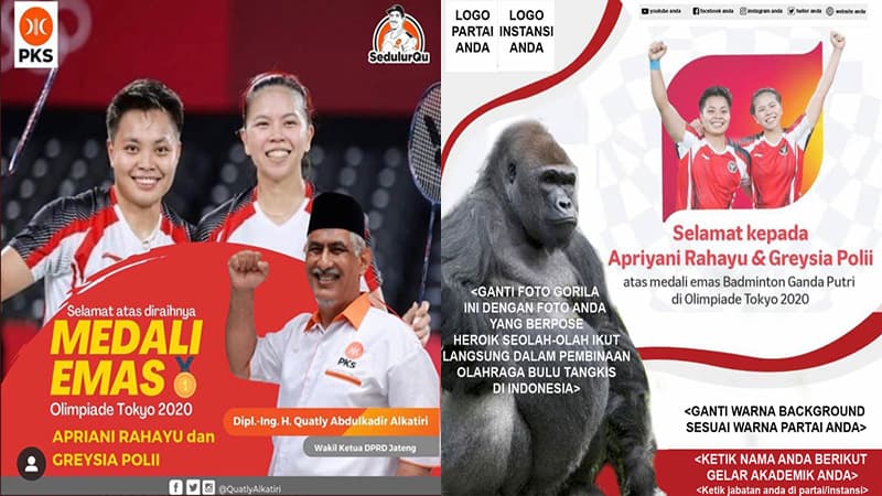 Greysia Polii and Apriyani Rahayu Congratulation Poster Parodies meme template - Greysia Polii Apriyani Rahayu