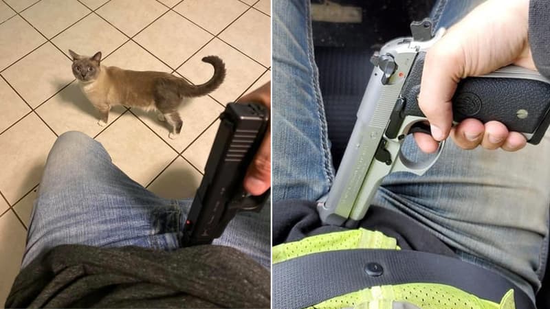 Gun Owners Pointing Guns At Their Crotches meme template - Gun Owners Pointing Guns At Their Crotches