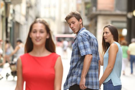 Distracted Boyfriend (Guy looking at girl)