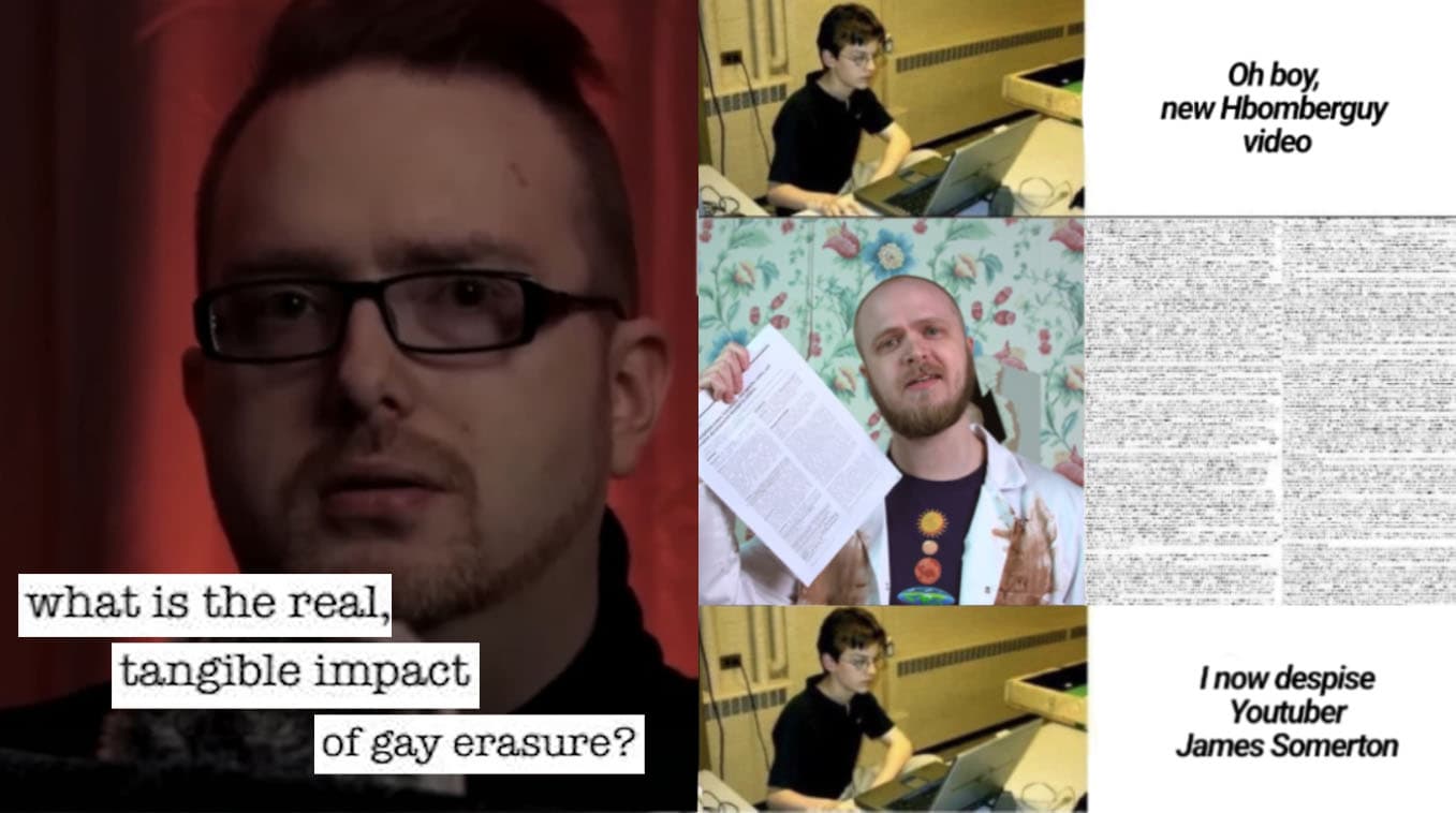 HBomberguy vs. James Somerton Plagiarism Scandal meme template - HBomberguy Plagiarism