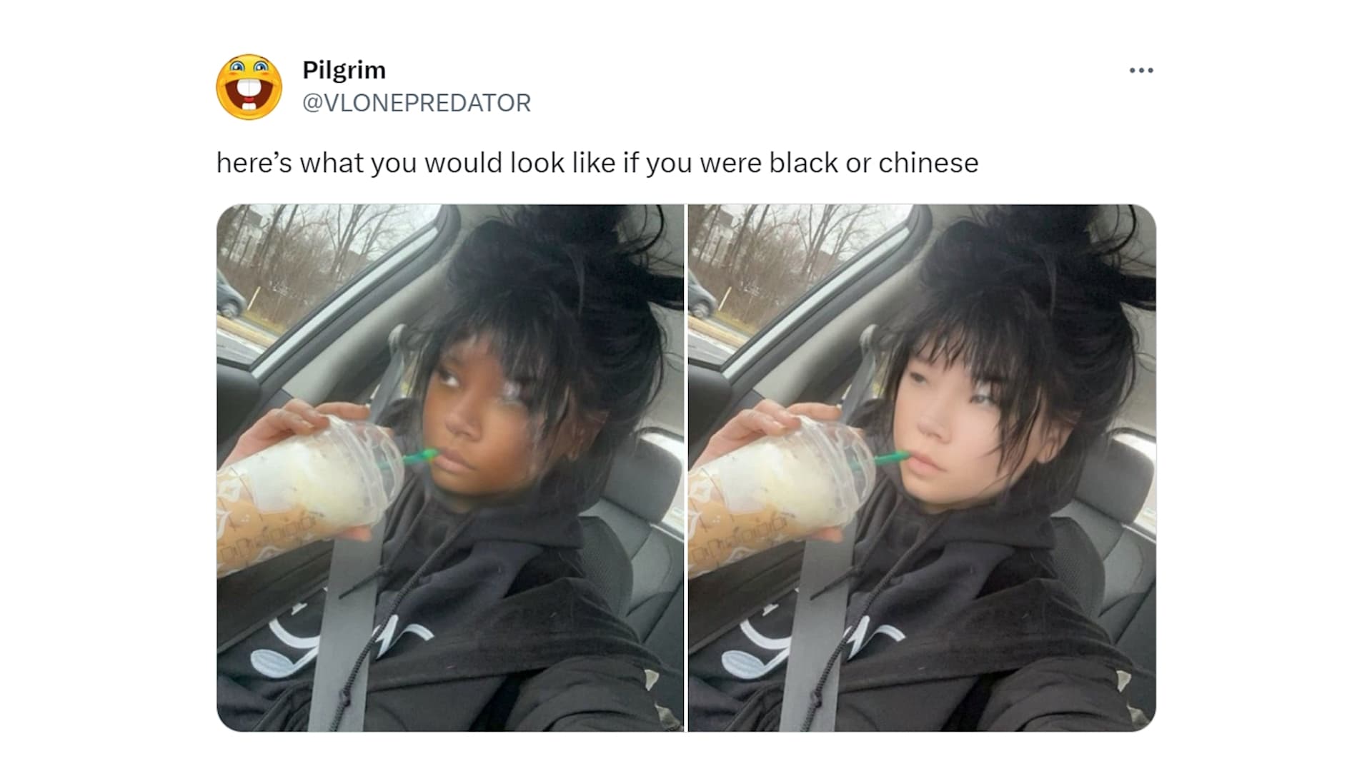 Here's What You Would Look Like If You Were Black or Chinese meme template - Black or Chinese
