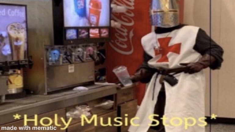 Holy Music Stops meme template - Holy Music Stops