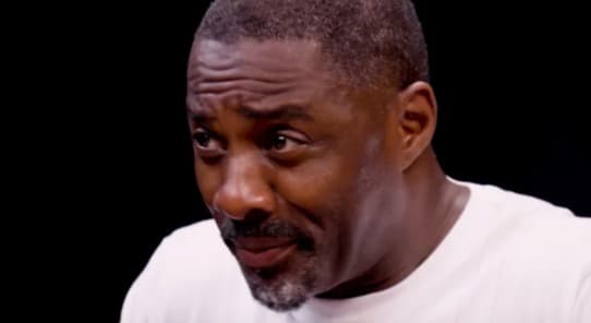 Idris Elba Choking on Hot Wings meme template - Idris Elba Hot Wings