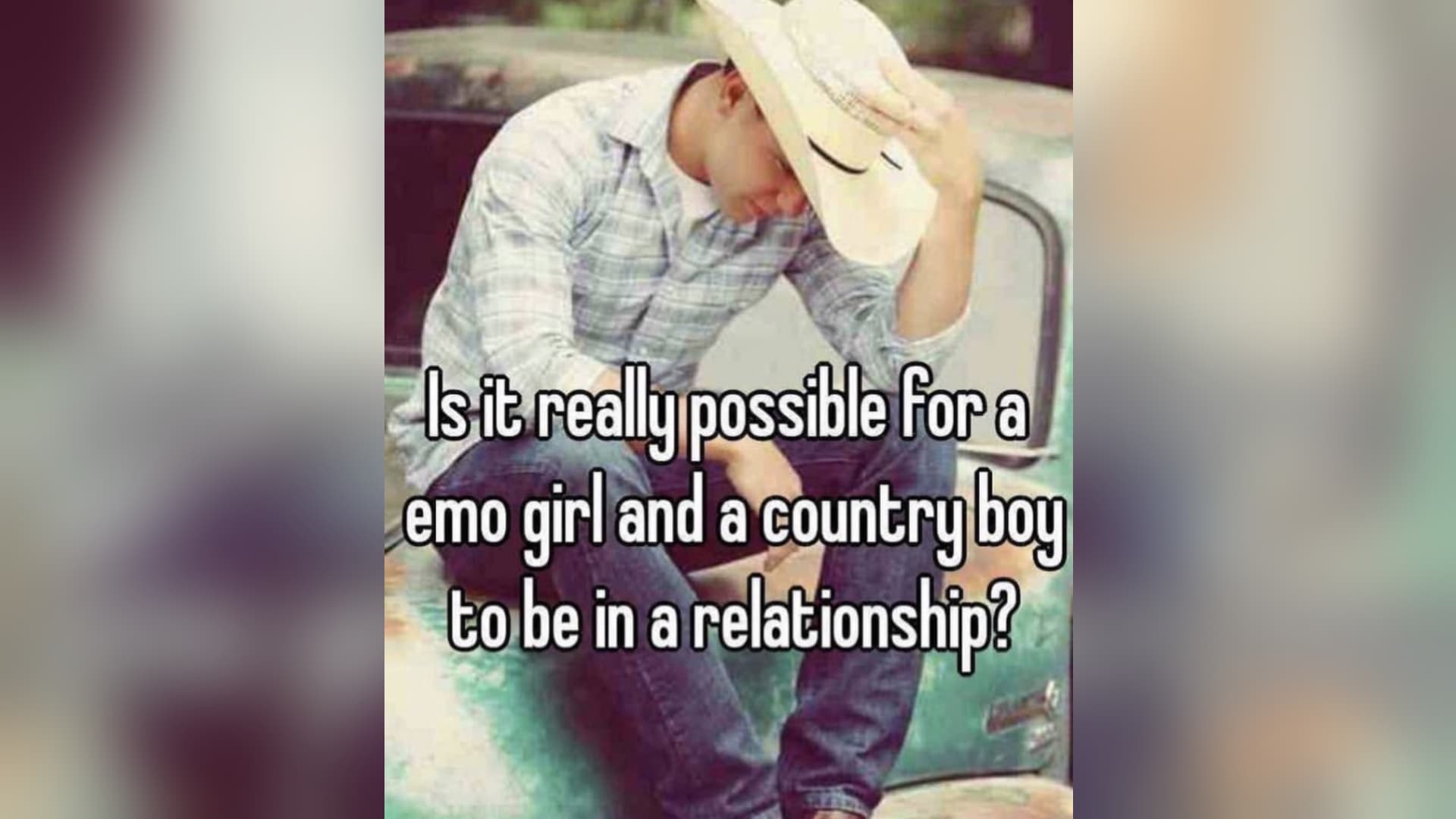 Is It Really Possible for an Emo Girl and a Country Boy to Be in a Relationship? meme template - Emo Girl Country Boy