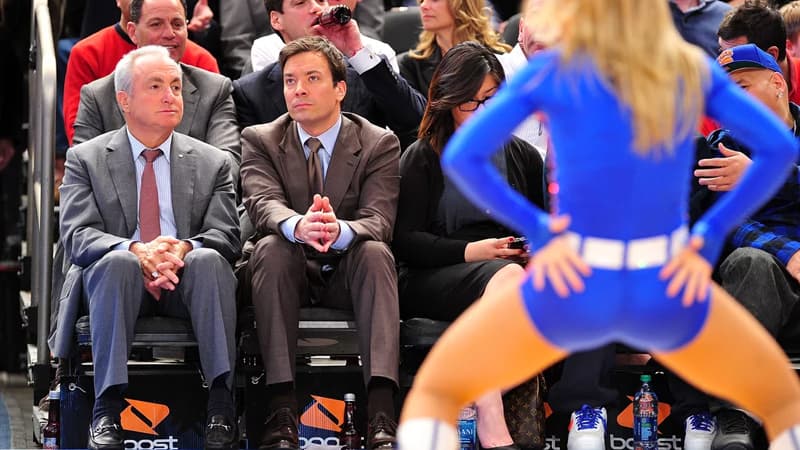 Jimmy Fallon and Lorne Michaels Ignore a Cheerleader meme template - Jimmy Fallon Lorne Michaels Cheerleader